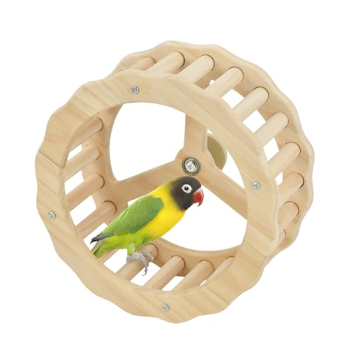 ShuRung Vogelspielzeug Rotierende Sitzstange aus natürlichem Holz, Laufrad, Papageienspielzeug für Nymphensittiche, Wellensittiche, Sittiche, Papageienständer, Käfigzubehör für Kauen und Übung von ShuRung
