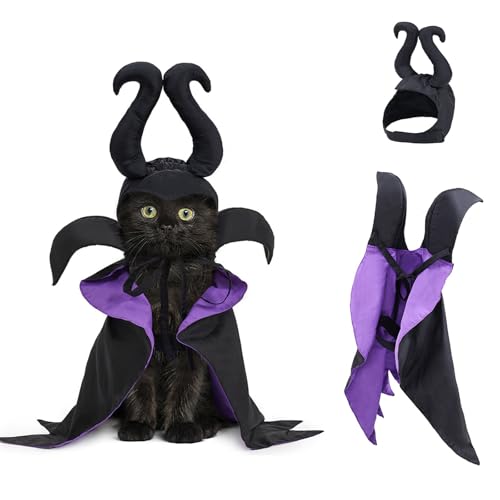 ShuRung Welpe Halloween Hexe-förmigen Kostüm Katze lila Vampir Cape Welpe Zauberer Teufel Hörner Hut Haustier Urlaub Outfit für Katze Kleiner Hund ShuRung Welpe Halloween Hexe-förmigen Kostüm Katze lila Vampir Cape Welpe Zauberer Teufel Hörner Hut Haustier Urlaub Outfit für Katze Kleiner Hund von ShuRung