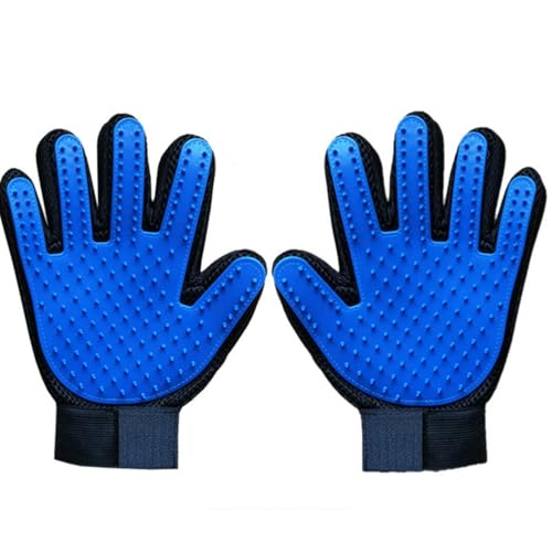 Shudyear Fellpflege-Handschuhe für Haustiere, für Katzen, Hunde, Pferde, Massage mit Haarausfall, Blau von Shudyear