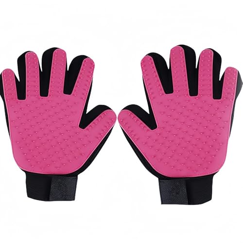 Shudyear Fellpflege-Handschuhe für Haustiere, für Katzen, Hunde, Pferde, Massage mit Haarausfall, Rosa von Shudyear