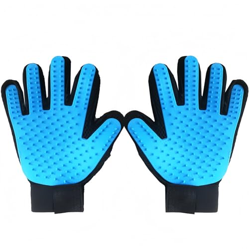 Shudyear Fellpflege-Handschuhe für Katzen, Hunde, Pferde, Massage mit Haarausfall, Himmelblau von Shudyear
