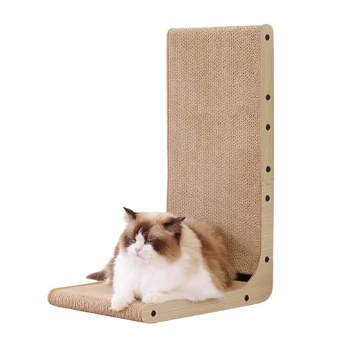 Shudyear Katzenkratzbrett, 68 cm L-Form Kratzpad Wandmontage, Karton Katzenkratzer für Indoor-Katzen mit interaktivem Ballspielzeug, robuster Karton zum Schutz von Möbeln, helles Holz groß Shudyear Katzenkratzbrett, 68 cm L-Form Kratzpad Wandmontage, Karton Katzenkratzer für Indoor-Katzen mit interaktivem Ballspielzeug, robuster Karton zum Schutz von Möbeln, helles Holz groß von Shudyear