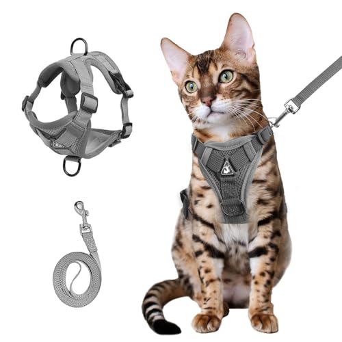 shudyear Verstellbare Katzentragetasche, Anti-Escape Verstellbare Weiche Mesh Katzentrage und Brusttrage Set für Kleine Katzen und Welpen, Mittelgroße Katzenwesten (L) von Shudyear