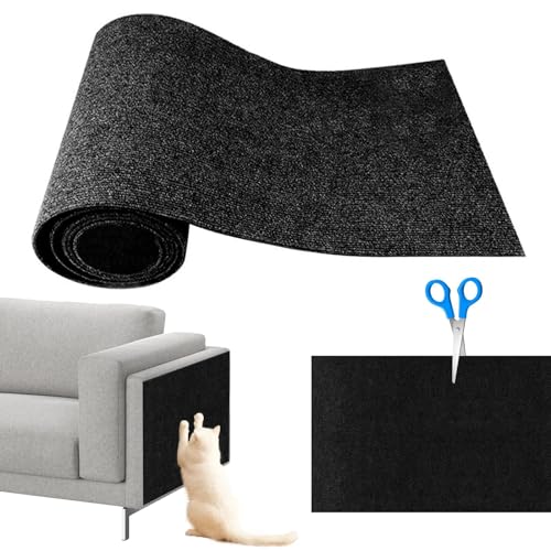 Shujin Kratzmatte Selbstklebend Kratzpads für Katzen,Kletter-Katzenkratzer,DIY Zuschneidbare Katzenkratzmatte,Kratzbretter Katze Wand,Kratzschutz Für Schützt Teppiche Sofa(Schwarz,M/30cmx100cm) von Shujin