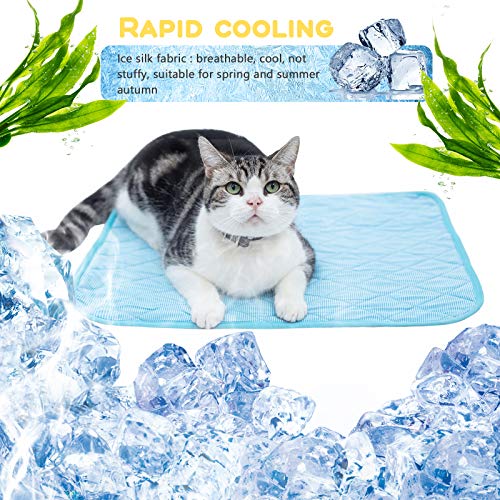 Shujin Kühlmatte für Hunde Katzen Sommer Haustier Eismatte Selbstkühlende Hundekühlmatte Kaltgelpad rutschfeste Waschbar Komfortabel Cooler Pad Haustiermatte (Blau，L-70x100cm) von Shujin
