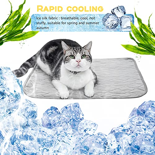 Shujin Kühlmatte für Hunde Katzen Sommer Haustier Eismatte Selbstkühlende Hundekühlmatte Kaltgelpad rutschfeste Waschbar Komfortabel Cooler Pad Haustiermatte (Grau，M-50x70cm) von Shujin