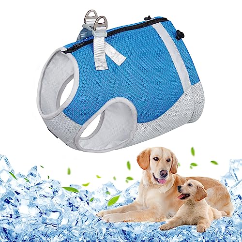 Shujin Kühlweste für Hunde Sommer Abkühlung Jacket für Hunde Verstellbar Atmungsaktiv Hundekühlweste Hundeweste Sonnenschutz Eiskühlmantel für Große Mittlere und Kleine Hunde(Hellblau,L) von Shujin