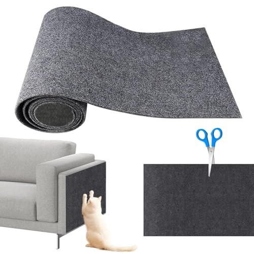 Shujin Selbstklebend Kratzteppich Katze Wand,Kratzmatte Katzen,DIY Trimmbarer Teppich Matte Pad Katzenkratzbretter,Kratzschutz Katzenkratzmatte für Teppiche Sofa Möbelschutz(Dunkelgrau,M/30cmx100cm) von Shujin