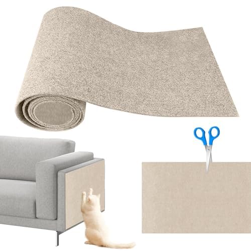 Shujin Selbstklebend Kratzteppich Katze Wand,Kratzmatte Katzen,DIY Trimmbarer Teppich Matte Pad Katzenkratzbretter,Kratzschutz Katzenkratzmatte für Teppiche Sofa Möbelschutz(Beige,S/30cmx30cm) von Shujin