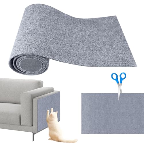 Shujin Selbstklebend Kratzteppich Katze Wand,Kratzmatte Katzen,DIY Trimmbarer Teppich Matte Pad Katzenkratzbretter,Kratzschutz Katzenkratzmatte für Teppiche Sofa Möbelschutz(Hellgrau,L/40cmx200cm) von Shujin