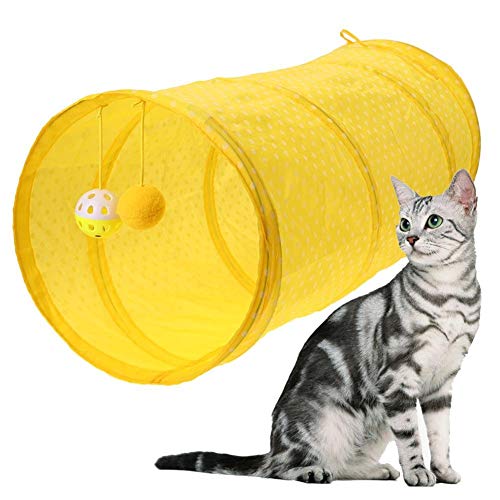 Katzen Spielsachen Katzentunnel Katzen Zauberstab Katze Spielzeug Bälle Interaktives Katzenspielzeug Cat Treat Spielzeug Katzenfeder Spielzeug Yellow von Shulishishop