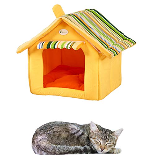 Shulishishop Hundebetten Hundebett Hundekomfortbett Plüsch Hundebett Faltbares Katzenbett Kätzchenbett Haustiernest Flauschiges Hundebett Flauschiges Katzenbett Yellow,L von Shulishishop