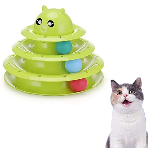 Shulishishop Katzen Spielsachen Haustier Spielzeug Cat Interactive Roller Toy Pet Interactive Fun Roller Katzenjäger-Ball Anti-Rutsch-Katzenspielzeug Green von Shulishishop