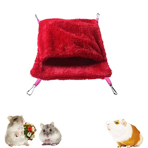 Shulishishop Meerschweinchen Zubehoer Hängematte Katze Hamster Cage Zubehör Warmes Vogelnest Ratten-Hängematten Vogelhaus Haustier-Hängematte Rattenbett red,S von Shulishishop