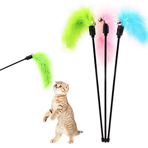 Shulishishop katzenangel cat Toy Katzen Angelruten Spielzeug Katzen Zauberstab Spielzeug Katzen-Teaser Katzenfederspielzeug Katzenspielzeug mit Federn c von Shulishishop