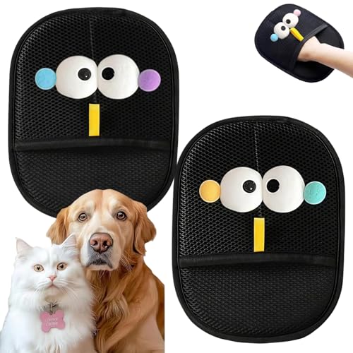 ShunJian 2 doppelseitige Tierhaarentfernungshandschuhe, Tierhaarpflege-Handschuhe, Fellpflege-Handschuh für Hunde, statische Entfernungshandschuhe, Tierhaar, großes Augen-Design ShunJian 2 doppelseitige Tierhaarentfernungshandschuhe, Tierhaarpflege-Handschuhe, Fellpflege-Handschuh für Hunde, statische Entfernungshandschuhe, Tierhaar, großes Augen-Design von ShunJian