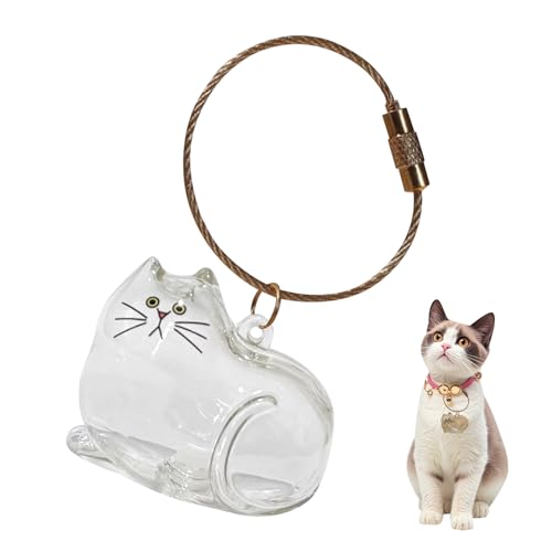 Shunfaji Katzenhaar Schlüsselanhänger 4 Stile Transparente Katze Silberne Tigerkatze Siamkatze Orange Katze Schlüsselanhänger Mit Verstecktem Fach Für Haustier Andenken (A) von Shunfaji