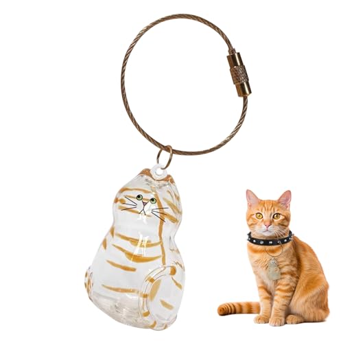 Shunfaji Katzenhaar Schlüsselanhänger 4 Stile Transparente Katze Silberne Tigerkatze Siamkatze Orange Katze Schlüsselanhänger Mit Verstecktem Fach Für Haustier Andenken (B) von Shunfaji