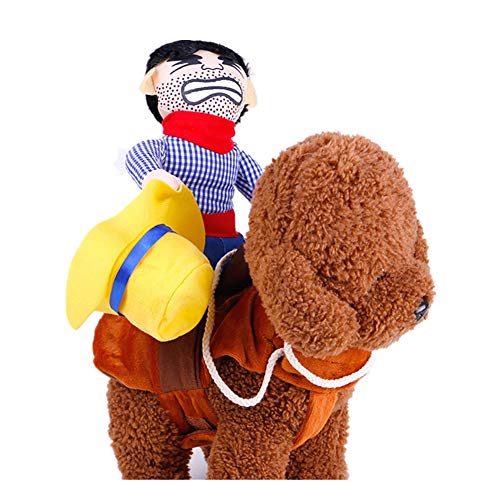 Haustier Kostüm Cowboy Reiter Hundekleidung mit Puppe und Hut oder Tasche Lustige Haustier Ritter Art Kleidung für Hundekatze Dog Clothes (L, Hut) von ShuoBeiter