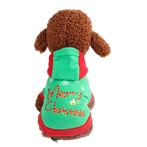 ShuoBeiter Pet Costumes Herbst T-Shirts Hunde Kleidung Frohe Weihnachten Baum Muster Kleidung Baumwolle Hoodie für Katze Kleiner Hund Dogs Clothes (M, Grün) von ShuoBeiter
