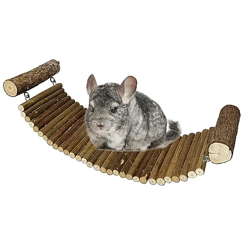 Shuoxpy Chinchilla Holz Hängebrücke Plattform Spielzeug, Kleintier Klettern Spielzeug für Chinchilla Hamster Zucker Glider Eichhörnchen Rennmäuse Ratten und andere Kleintiere von Shuoxpy