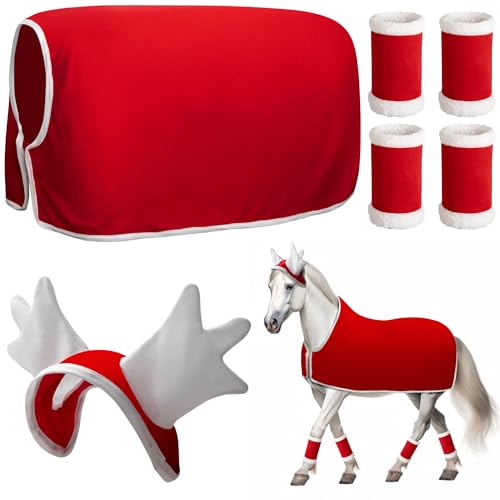 Shupakul Weihnachtskostüme mit rotem Pferd, Samt, Pferdebeinwickel, Snata, Mütze, Sattelpolster, Weihnachtspferd-Kostüme, Zubehör für Urlaub, Winter, Party, Paraden, Zubehör, 6 Stück Shupakul Weihnachtskostüme mit rotem Pferd, Samt, Pferdebeinwickel, Snata, Mütze, Sattelpolster, Weihnachtspferd-Kostüme, Zubehör für Urlaub, Winter, Party, Paraden, Zubehör, 6 Stück von Shupakul