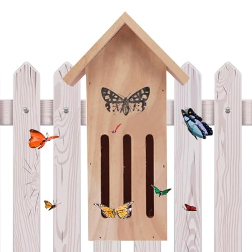 Shurzzesj Schmetterlingshäuser für draußen,Schmetterlingshäuser | Natürlicher Lebensraum für Schmetterlinge aus Holz,Montieren Sie es an einer Baumwand oder platzieren Sie es auf dem Boden. Häuser mit von Shurzzesj