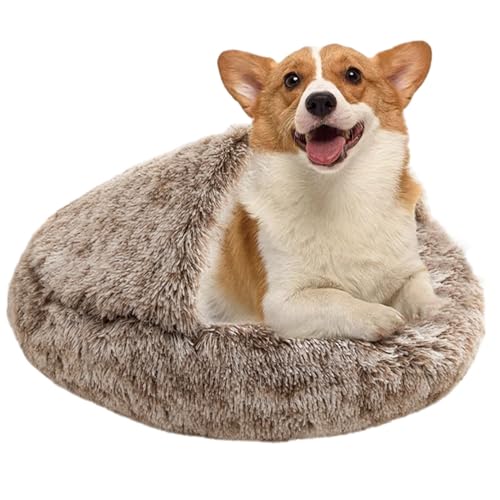 Shxupjn Katzenbett, weiches Plüsch, Muschelform, Katzennest, mit Plüschbezug, warmes Haustierbett mit Kapuze, für den Winter und kaltes Wetter Shxupjn Katzenbett, weiches Plüsch, Muschelform, Katzennest, mit Plüschbezug, warmes Haustierbett mit Kapuze, für den Winter und kaltes Wetter von Shxupjn