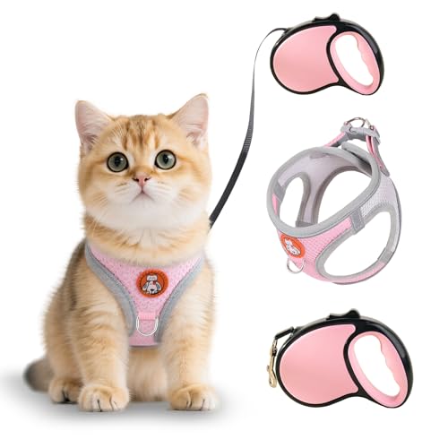 Shyllin Katzengeschirr mit Leine Ausbruchsicher, Katzenleine mit Geschirr für Katzen 5M, Katzen Geschirr Set mit Leine, Cat Harness Brustgeschirr, Verstellbar Softgeschirr für Katze von Shyllin