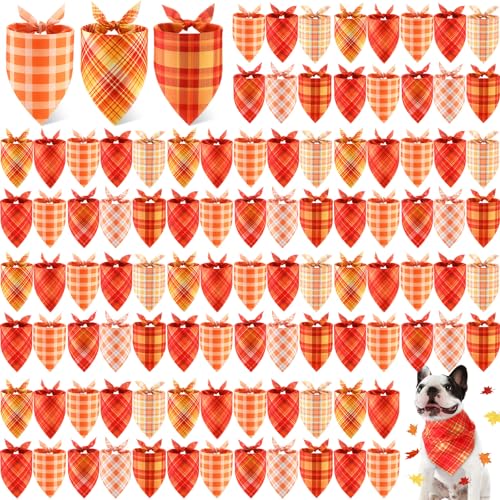 Shyyween Hundehalstücher für den Herbst, weich, verstellbar, Dreieckstuch für kleine, mittelgroße und große Haustiere, Herbstkostüm, 100 Stück von Shyyween