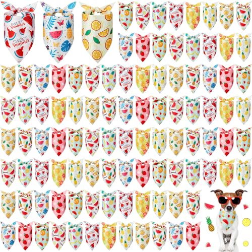 Shyyween Hundehalstücher mit Früchten, für den Sommer, Hawaii, weich, verstellbar, Dreieckstuch für kleine, mittelgroße und große Haustiere, 100 Stück Shyyween Hundehalstücher mit Früchten, für den Sommer, Hawaii, weich, verstellbar, Dreieckstuch für kleine, mittelgroße und große Haustiere, 100 Stück von Shyyween