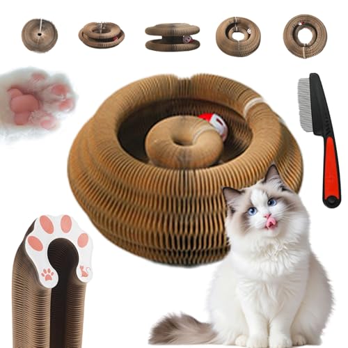 Boopz Ball for Cats,Kitty Curls Cat Scratcher,Flexible Curls Cat Scratcher to Indoor Cats,Foldable Accordion Magic Organ Scratch Board Toy with Bell Balls & Track Adventure (1pcs) von SiQiYu