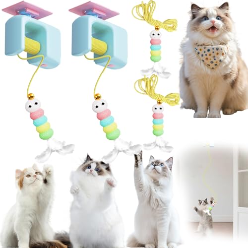 Celery Pets Autobounce,Meowvo USB-C Ceiling Cat Teaser,with Self Adhesive Suction Cup Door Ceiling Hanging Interactive Toys,Funny Cat Toy for for All Breed Sizes (Blue, 2pcs) von SiQiYu
