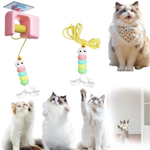 Celery Pets Autobounce,Meowvo USB-C Ceiling Cat Teaser,with Self Adhesive Suction Cup Door Ceiling Hanging Interactive Toys,Funny Cat Toy for for All Breed Sizes (Pink, 1pcs) von SiQiYu