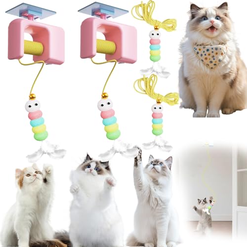 Celery Pets Autobounce,Meowvo USB-C Ceiling Cat Teaser,with Self Adhesive Suction Cup Door Ceiling Hanging Interactive Toys,Funny Cat Toy for for All Breed Sizes (Pink, 2pcs) von SiQiYu