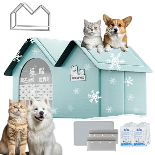Dog House with Ac,Air Conditioner Cat House,Pet Cooling House,Foldable, with Air Conditioning 10 Ice Packs,for Small, Medium and Large Dogs and Cats (Green, Large) von SiQiYu