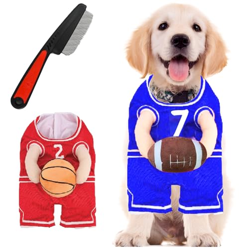 Halloween Dog Basketball Costume with Ball,Dog Basketballs Costume Holding Balldog Basketball, for Sports Outfit Cosplay Clothes for Small Medium Large Dogs (Blue, L) von SiQiYu