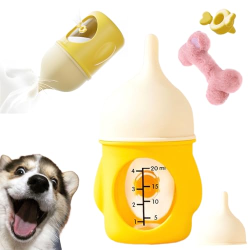 Kitten Bottle Feeding Kit,Kitten Feeding Bottle,Puppy Bottles for Nursing Puppy Milk, Reusable Anti-Choking Pet Feedings Bottles, for Kittens Puppies Small Animals (Yellow, 20ml) von SiQiYu