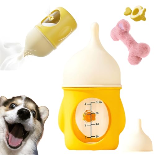 Kitten Bottle Feeding Kit,Kitten Feeding Bottle,Puppy Bottles for Nursing Puppy Milk, Reusable Anti-Choking Pet Feedings Bottles, for Kittens Puppies Small Animals (Yellow, 80ml) von SiQiYu