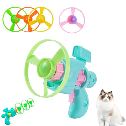 SiQiYu Celerypet Light-Up Flying Disc Cat Launcher Set,Celery Pets Flying Disc Launcher Toy,Cats Tracking Interactive Toys for Chasing Training Hunting (Green, 1pcs) von SiQiYu