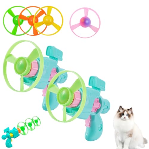 SiQiYu Celerypet Light-Up Flying Disc Cat Launcher Set,Celery Pets Flying Disc Launcher Toy,Cats Tracking Interactive Toys for Chasing Training Hunting (Green, 2pcs) von SiQiYu