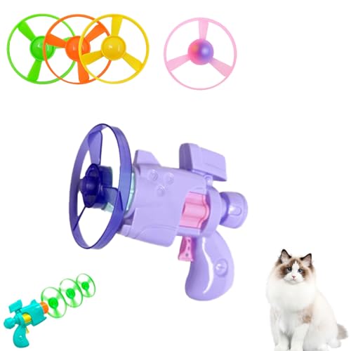 SiQiYu Celerypet Light-Up Flying Disc Cat Launcher Set,Celery Pets Flying Disc Launcher Toy,Cats Tracking Interactive Toys for Chasing Training Hunting (Purple, 1pcs) von SiQiYu