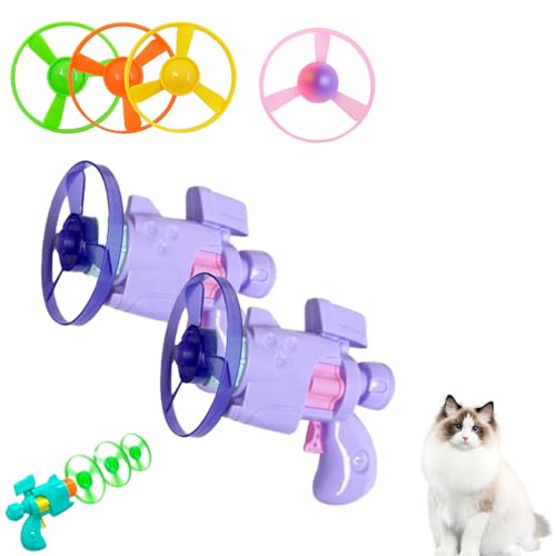 SiQiYu Celerypet Light-Up Flying Disc Cat Launcher Set,Celery Pets Flying Disc Launcher Toy,Cats Tracking Interactive Toys for Chasing Training Hunting (Purple, 2pcs) von SiQiYu