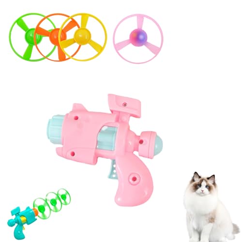 SiQiYu Celerypet Light-Up Flying Disc Cat Launcher Set,Celery Pets Flying Disc Launcher Toy,Cats Tracking Interactive Toys for Chasing Training Hunting (pink, 1pcs) von SiQiYu