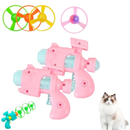 SiQiYu Celerypet Light-Up Flying Disc Cat Launcher Set,Celery Pets Flying Disc Launcher Toy,Cats Tracking Interactive Toys for Chasing Training Hunting (pink, 2pcs) von SiQiYu