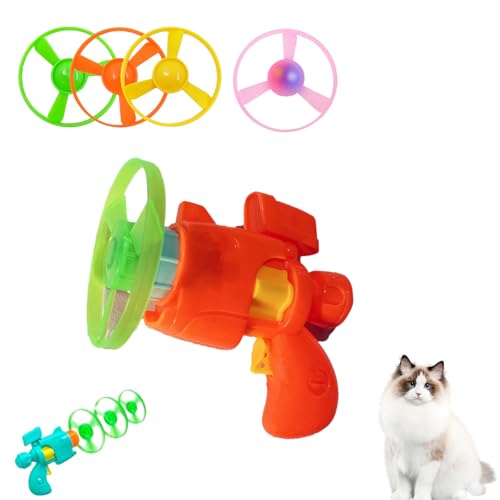 SiQiYu Celerypet Light-Up Flying Disc Cat Launcher Set,Celery Pets Flying Disc Launcher Toy,Cats Tracking Interactive Toys for Chasing Training Hunting (red, 1pcs) von SiQiYu