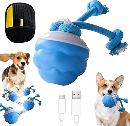 SiQiYu Yobensun Dog Toy,Automatic Dog Walker Interactive Indestructible Waggle Ball Toy,Power Tail Motion Activated Rolling Smart Jumping Ball,USB Rechargeable for Small Medium Dogs (Blue, 1pcs) von SiQiYu