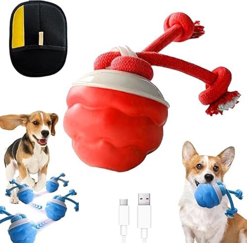 SiQiYu Yobensun Dog Toy,Automatic Dog Walker Interactive Indestructible Waggle Ball Toy,Power Tail Motion Activated Rolling Smart Jumping Ball,USB Rechargeable for Small Medium Dogs (red, 1pcs) von SiQiYu
