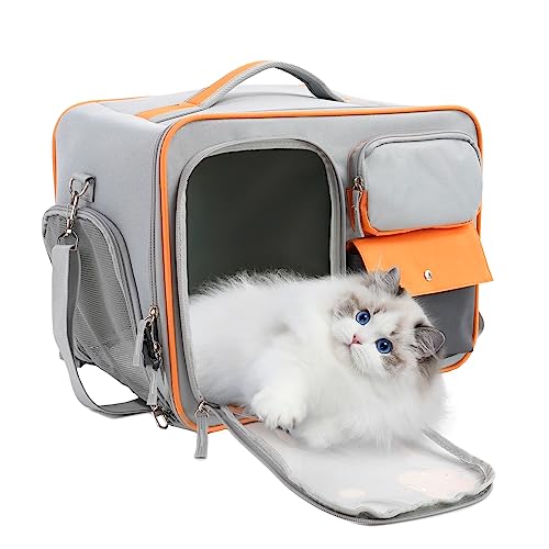 Haustier Rucksäcke für Katzen und Hunde, tragbare Haustiertasche Reisetragetasche für Hunde Katzen,Haustierhandtasche mit verriegelbaren Sicherheitsreißverschlüssen, Taschen und Plüschmatte von Siairo