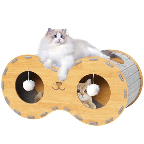 Großes Katzenhaus aus Filz für Indoor-Katzen – 2-in-1 Geschlossenes Bett & Spieltunnel mit hängendem Ball, kratzfestes Versteck für mehrere Haustiere bis zu 9 kg, faltbare Katzenhütte Großes Katzenhaus aus Filz für Indoor-Katzen – 2-in-1 Geschlossenes Bett & Spieltunnel mit hängendem Ball, kratzfestes Versteck für mehrere Haustiere bis zu 9 kg, faltbare Katzenhütte von Siairo